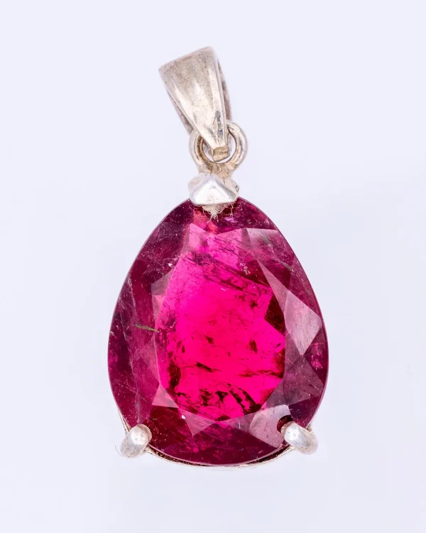 Pendentif de tourmaline rose facetté - ref00500ag